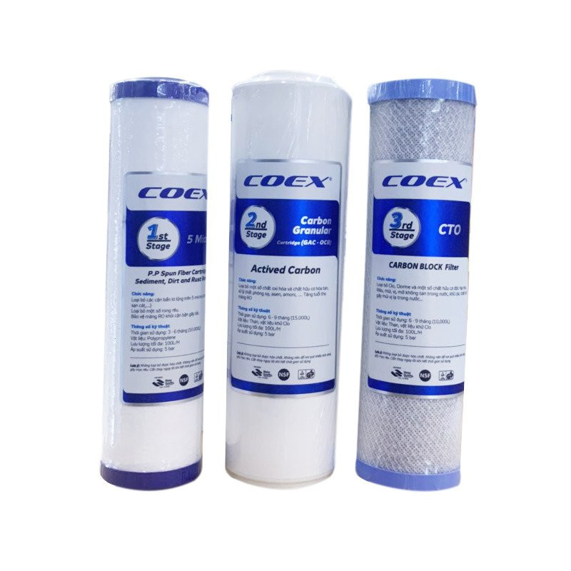 Bộ Combo 3 lõi lọc nước Coex 1,2,3 (2) đánh giá | Viết nhận xét