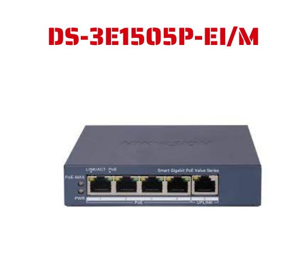 Switch mạng thông minh 4 cổng PoE Gigabit HIKVISION DS-3E1505P-EI/M