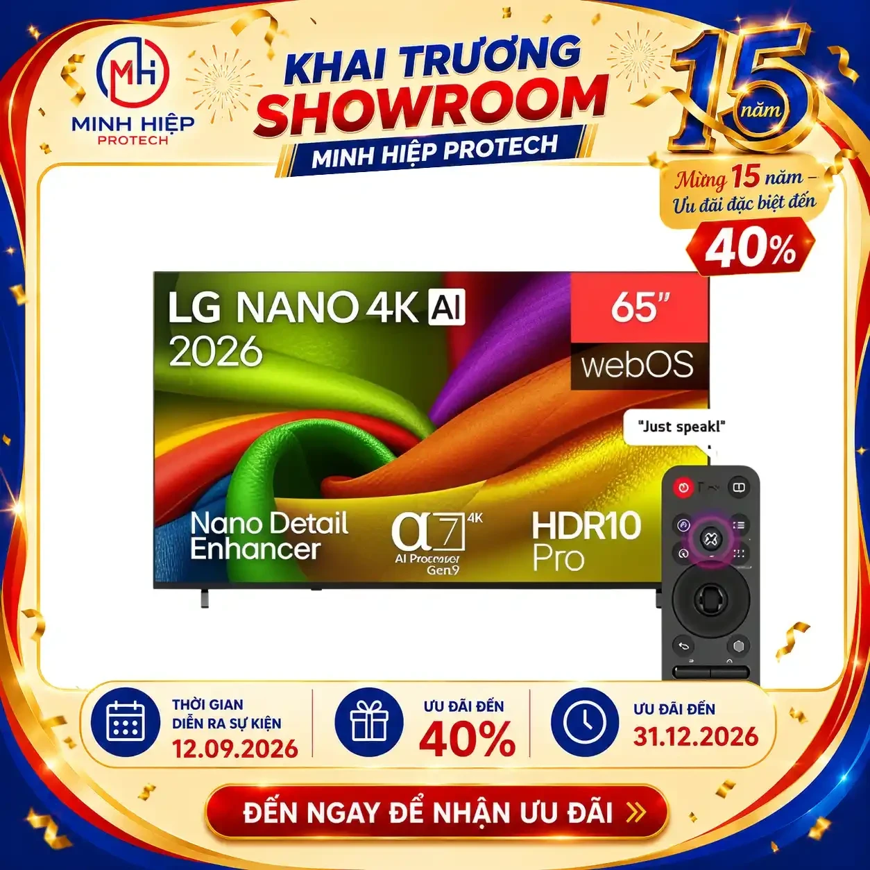 TV LG 65 Inch Nano 4K AI 65NU805BPSB 2026