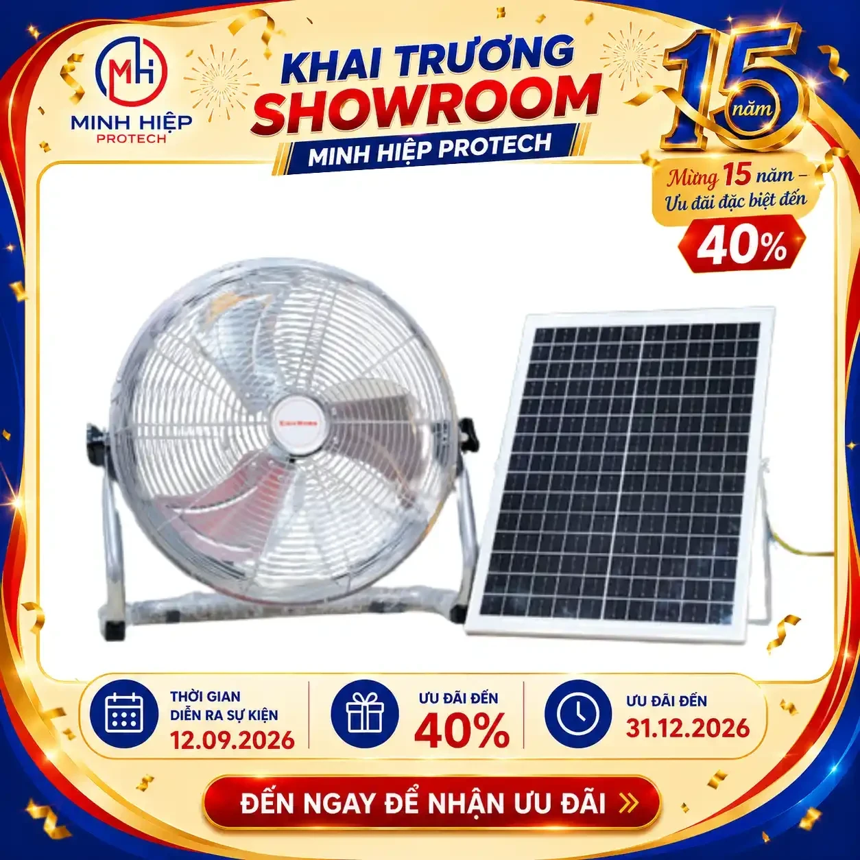 Quạt tích điện năng lượng mặt trời 14 inch Sinic-QQ-14Fan