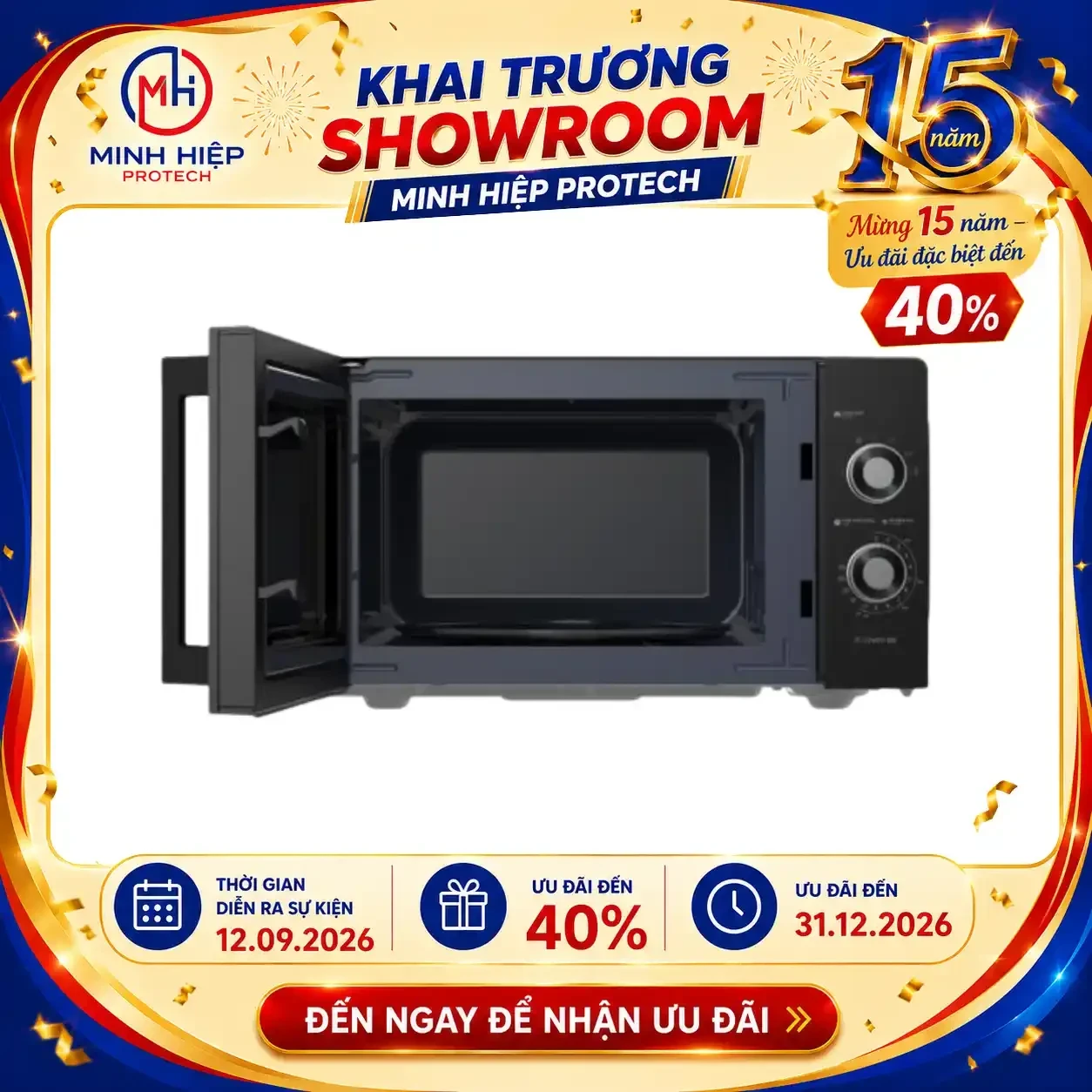Lò vi sóng cơ Sharp 23 lít R-2348V-BK, 900W, 6 mức công suất, màu đen