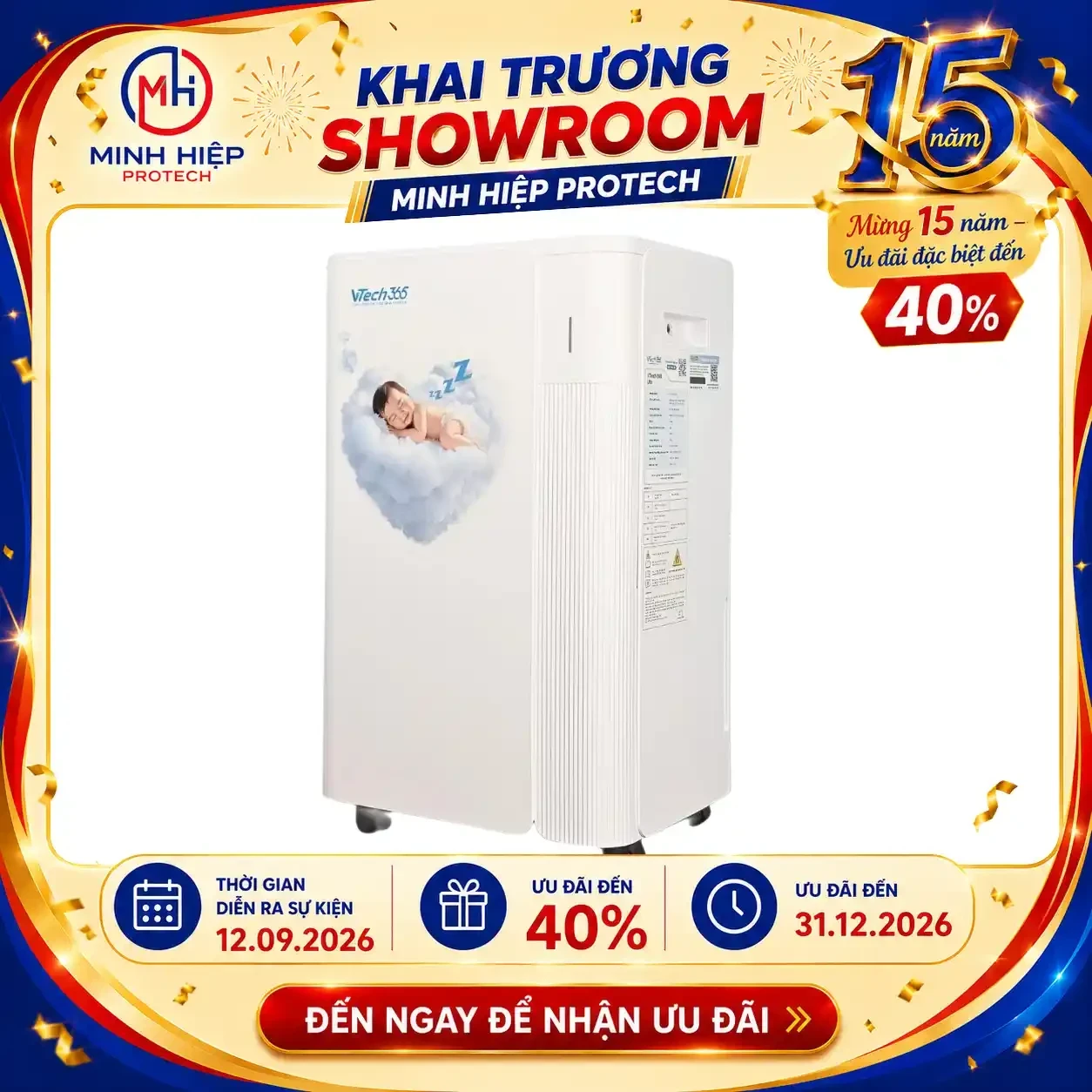 Máy hút ẩm VTECH365 VT-HA200-W 20L/ngày