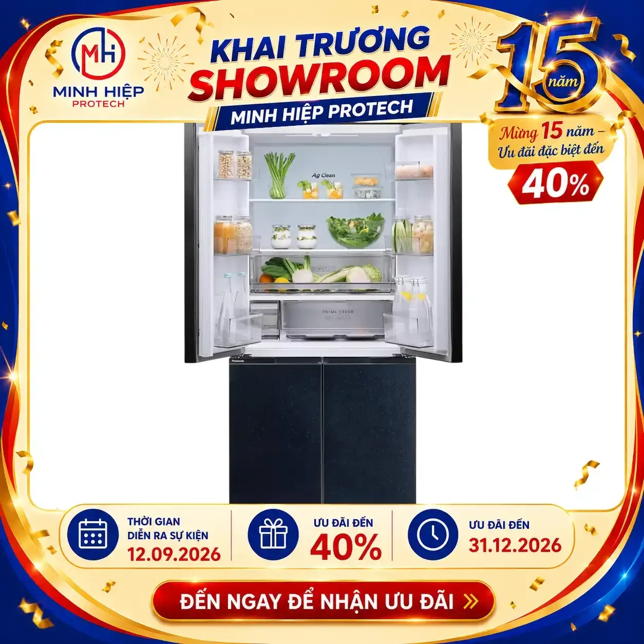 Tủ lạnh Panasonic 4 cánh 482L NR-XZ550HGKV