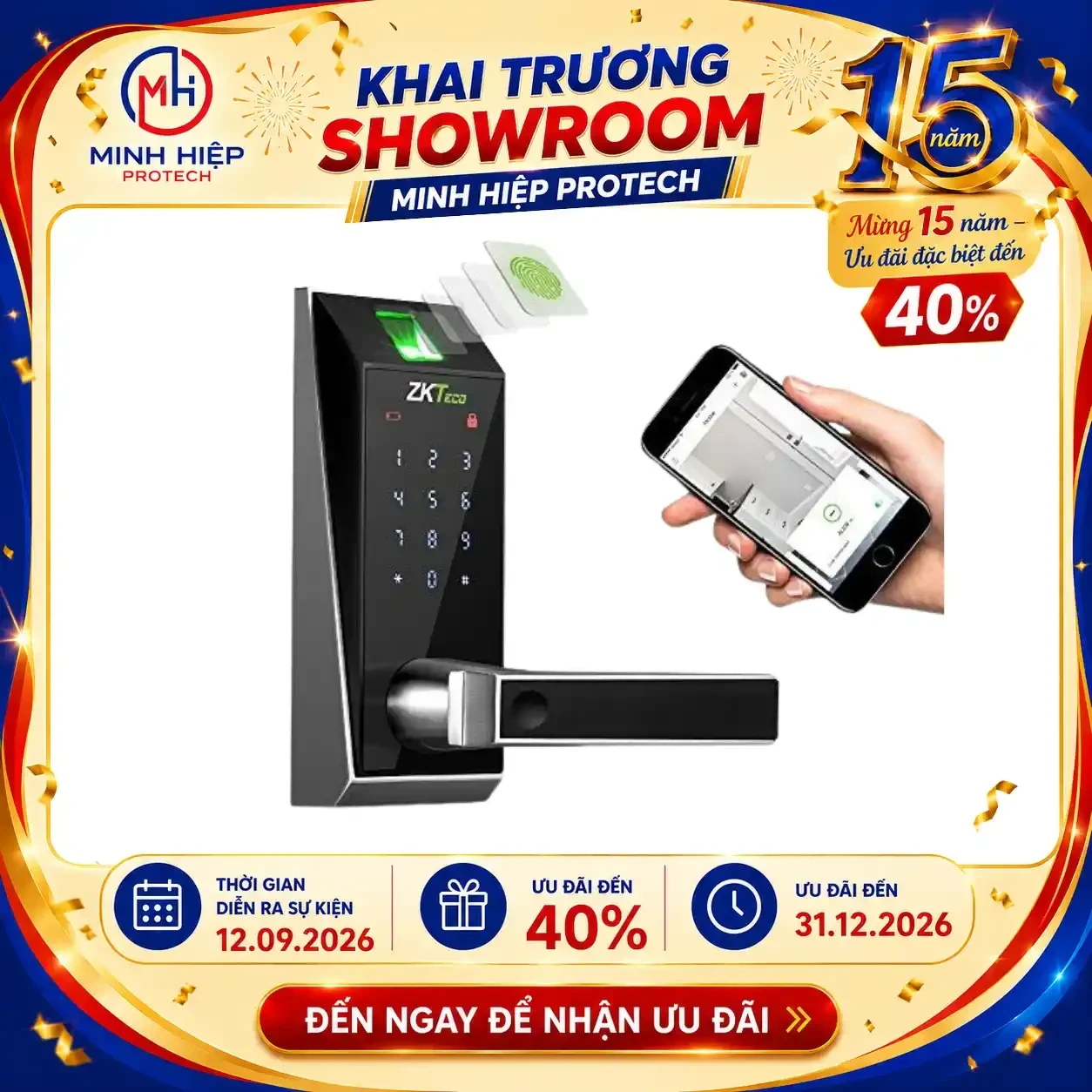 Khóa cửa vân tay Bluetooth ZKTeco AL20B/AL20DB