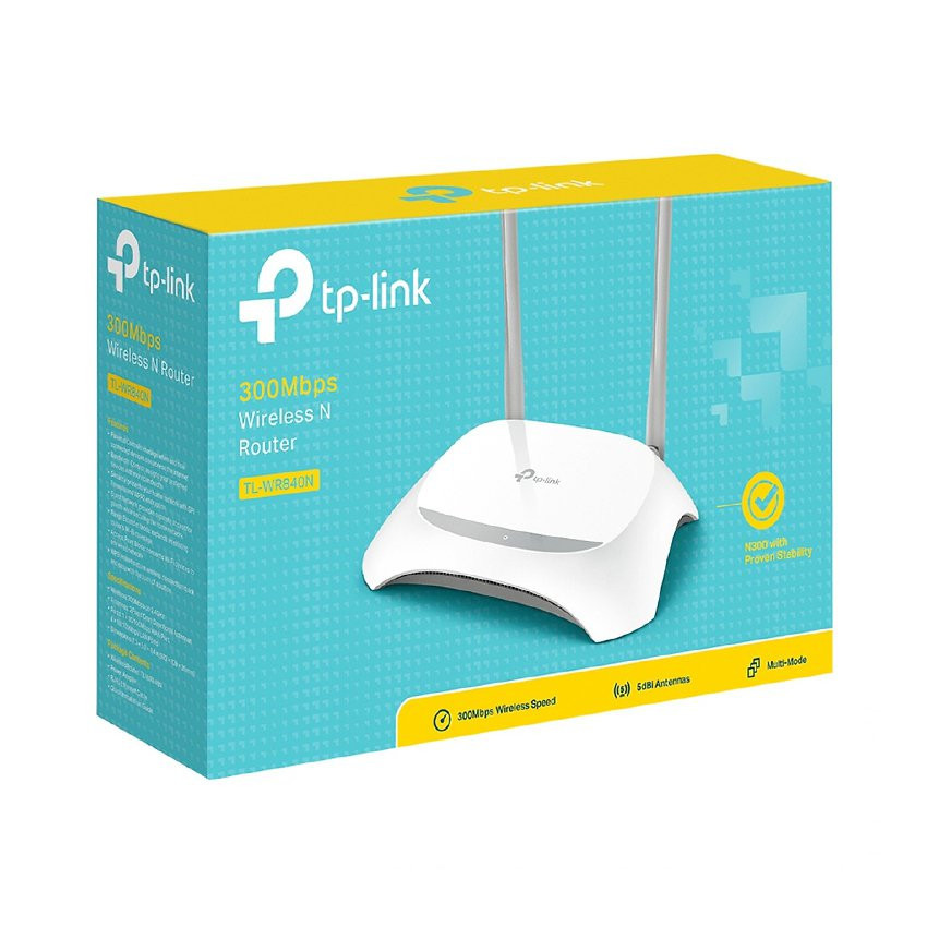 Bộ phát wifi TP-Link TL-WR840N (Chuẩn N/ 300Mbps/ 2 Ăng-ten ngoài/ 15 Người Dùng)