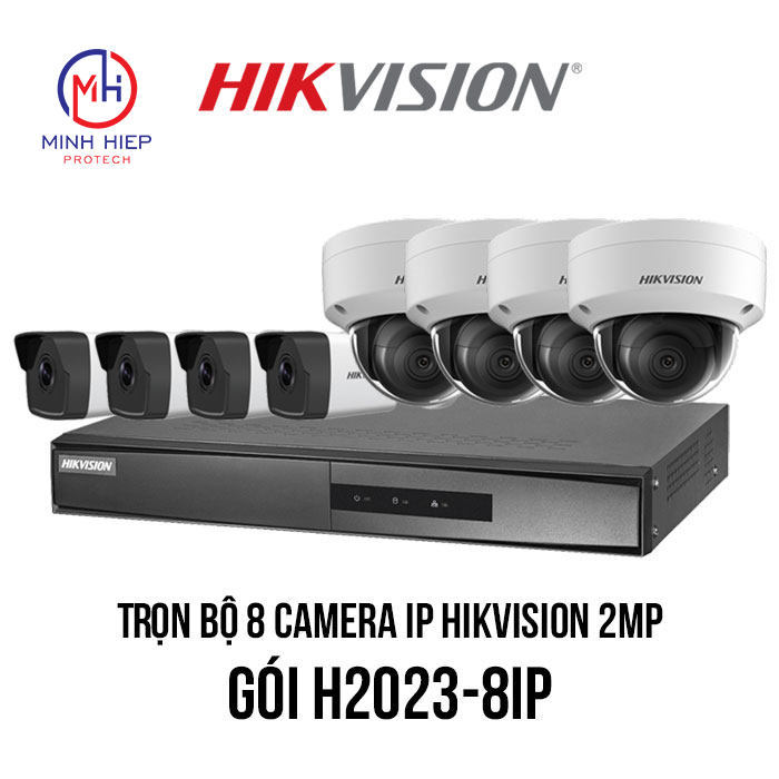Trọn bộ combo 8 camera IP Hikvision 2MP giá rẻ [H2023-8IP]