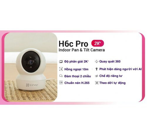 Camera Wifi Ezviz H6C Pro 4MP (Đàm thoại 2 chiều, xoay 360 độ, gọi điện qua app, đêm full màu)