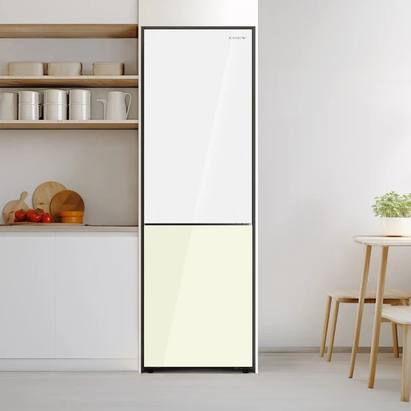 Tủ lạnh 2 cửa Bespoke Inverter 322 Lít COEX RT-4011GWY-BS (Mặt gương trắng, vàng)